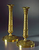 A very fine pair of Empire Russian gilt bronze candelsticks